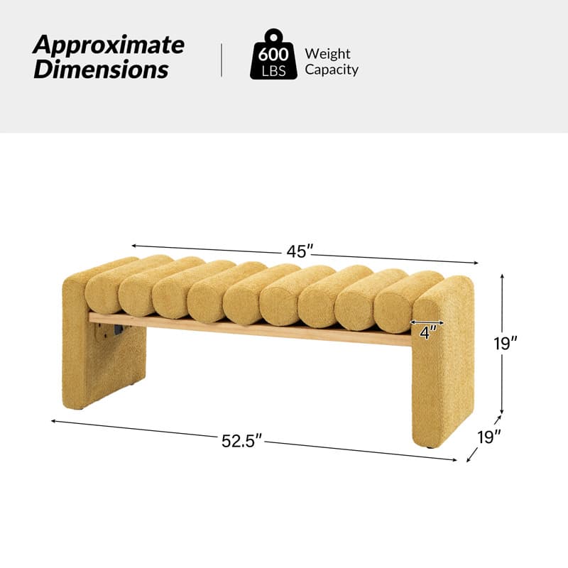 Alma Modern Functional Bench with Solid Wood Seat Frame