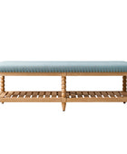 Felipa Farmhouse Rustic Wood Bench with Upholstered Seat and Storage Shelf