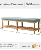 Felipa Farmhouse Rustic Wood Bench with Upholstered Seat and Storage Shelf