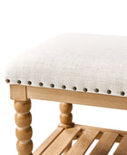Felipa Farmhouse Rustic Wood Bench with Upholstered Seat and Storage Shelf