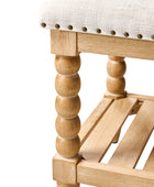 Felipa Farmhouse Rustic Wood Bench with Upholstered Seat and Storage Shelf