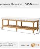 Felipa Farmhouse Rustic Wood Bench with Upholstered Seat and Storage Shelf
