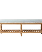 Felipa Farmhouse Rustic Wood Bench with Upholstered Seat and Storage Shelf