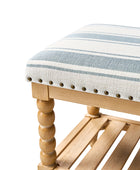 Felipa Farmhouse Rustic Wood Bench with Upholstered Seat and Storage Shelf