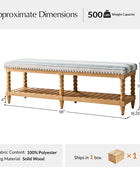 Felipa Farmhouse Rustic Wood Bench with Upholstered Seat and Storage Shelf