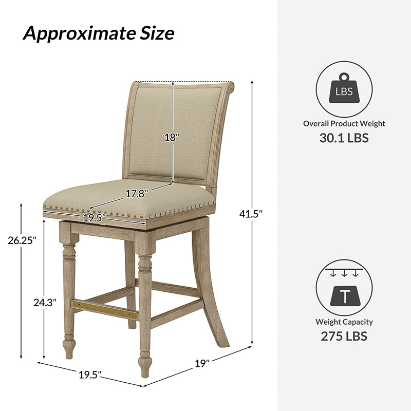 Ferrando 180-Degree Swivel Vintage Bar Stool