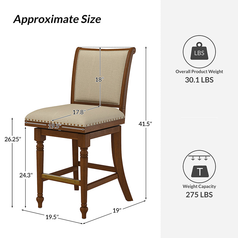 Ferrando 180-Degree Swivel Vintage Bar Stool