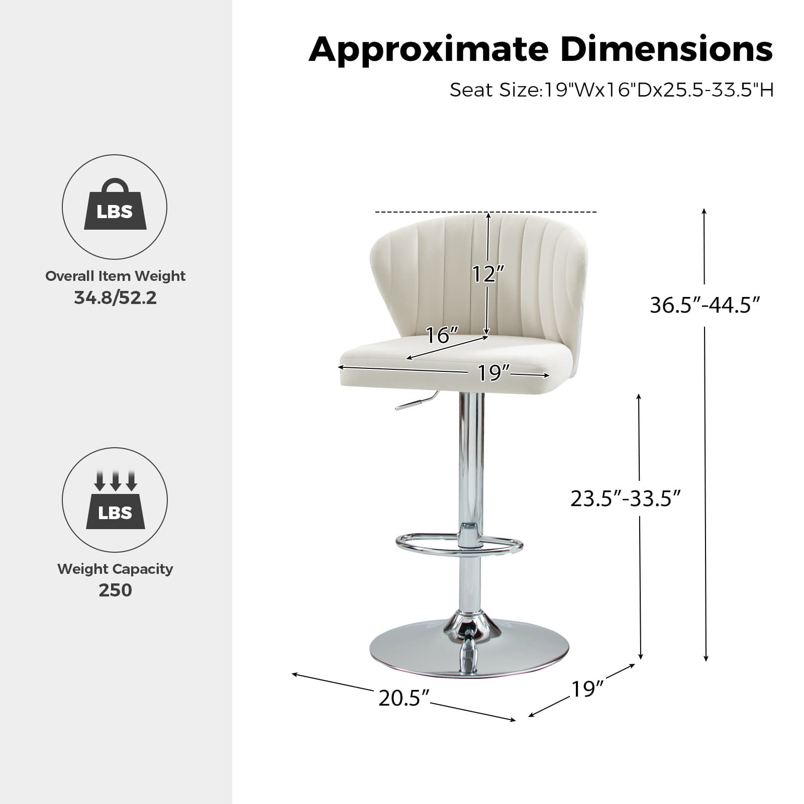 Geoff Modern Adjustable Swivel Barstool