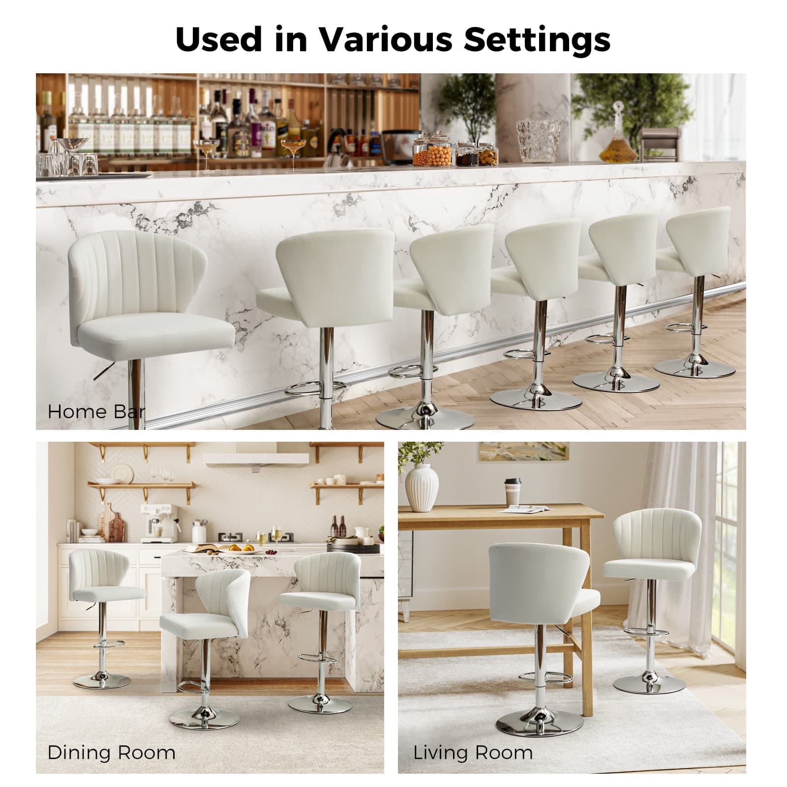 Geoff Modern Adjustable Swivel Barstool