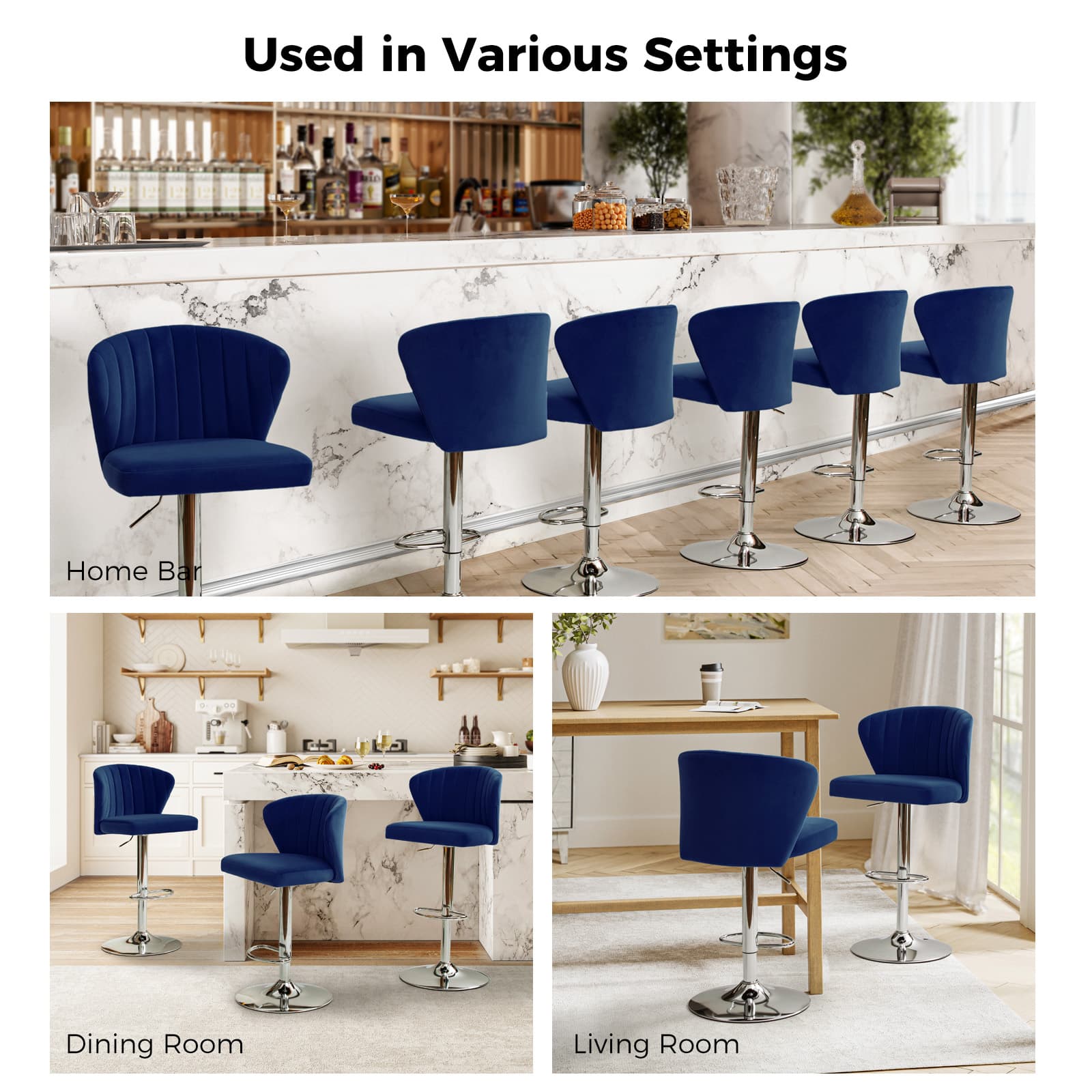 Geoff Modern Adjustable Swivel Barstool