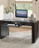 Modern Desk with Power Outlets and Fluted Wood Legs