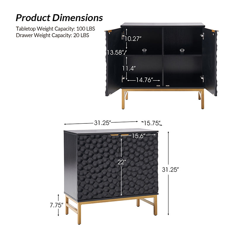 Carl 31.5" Tall 2 Door Malleolar Stria Accent Cabinet