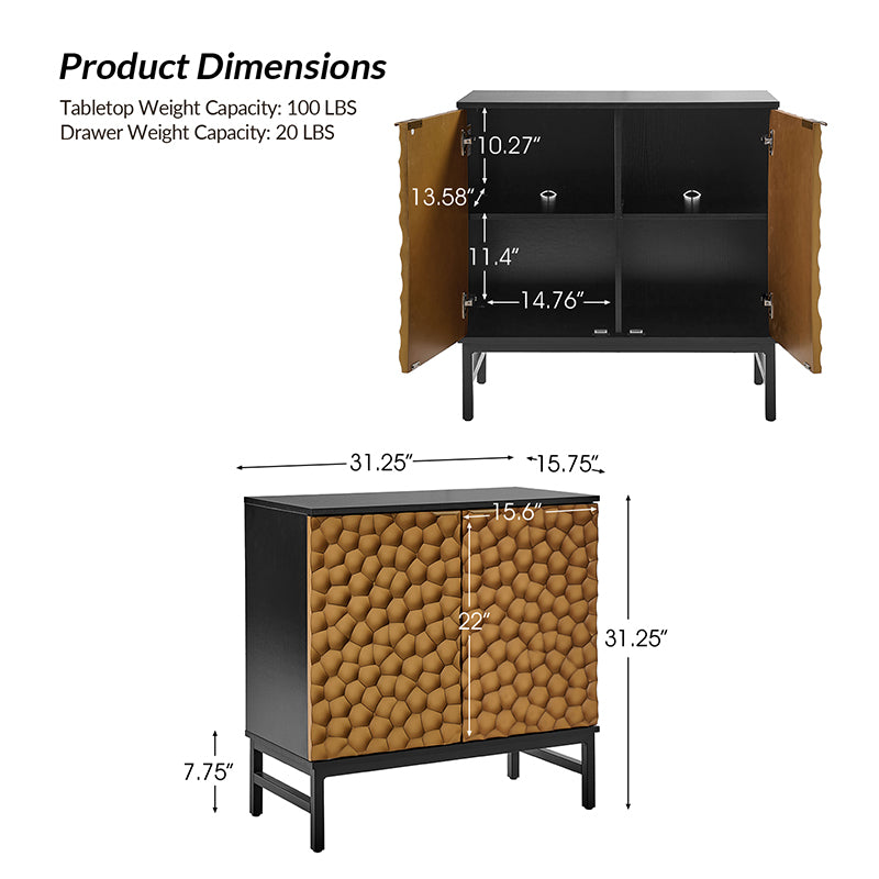 Carl 31.5" Tall 2 Door Malleolar Stria Accent Cabinet