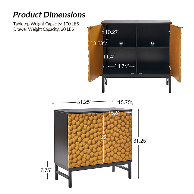 Carl 31.5" Tall 2 Door Malleolar Stria Accent Cabinet