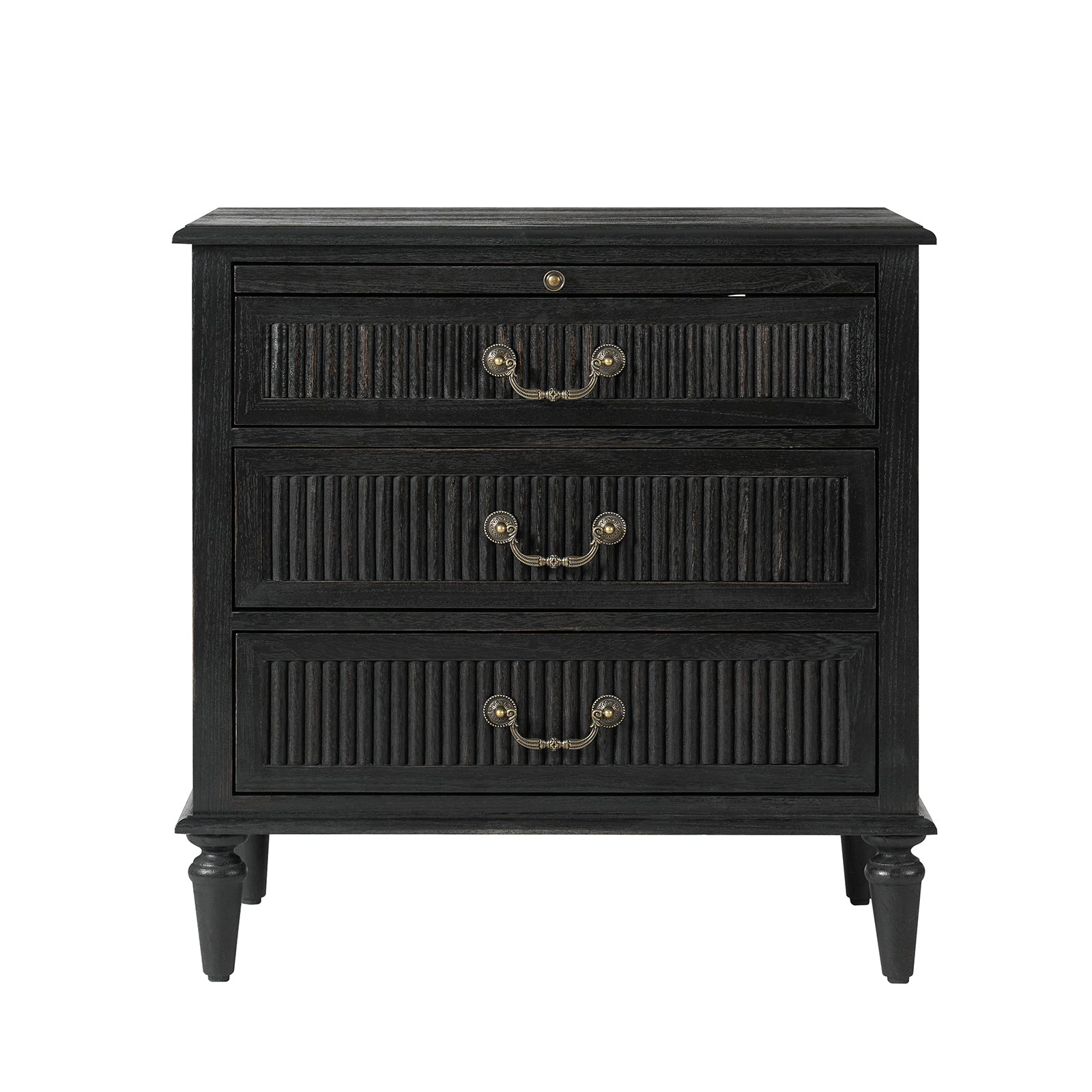 Farmhouse Solid Wood End Table with Fluted Drawer(Optional Types)