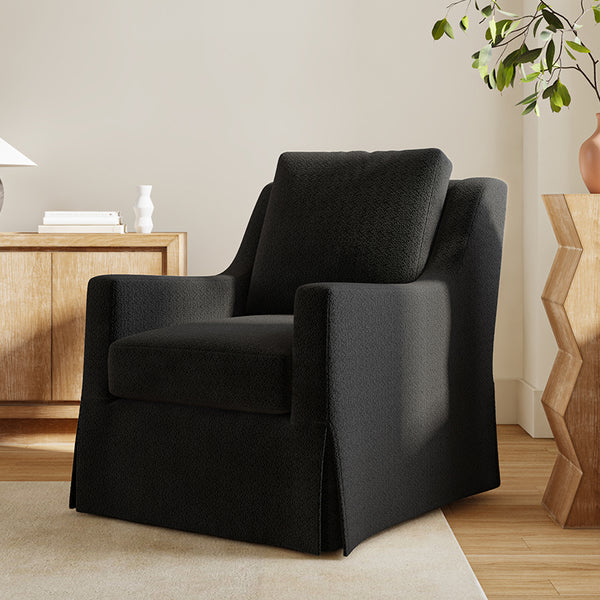 Stanley Glider Slipcovered Swivel Chair with Slope Arm (Tailored Fabric Services)