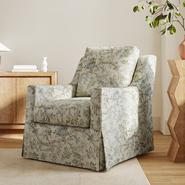 Stanley Glider Slipcovered Swivel Chair with Slope Arm (Tailored Fabric Services)