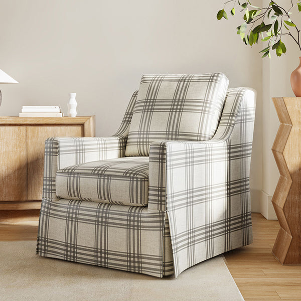 Stanley Glider Slipcovered Swivel Chair with Slope Arm (Tailored Fabric Services)