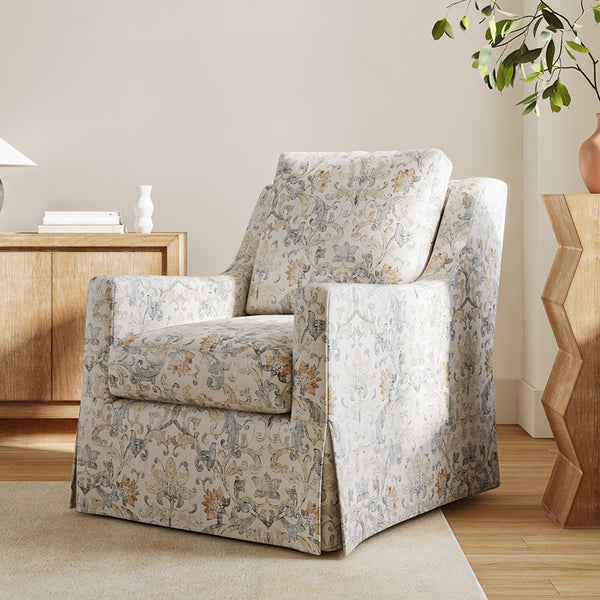 Stanley Glider Slipcovered Swivel Chair with Slope Arm (Tailored Fabric Services)