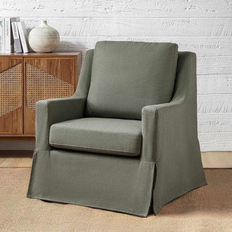 Stanley Glider Slipcovered Swivel Chair with Slope Arm