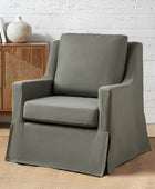 Stanley Glider Slipcovered Swivel Chair with Slope Arm