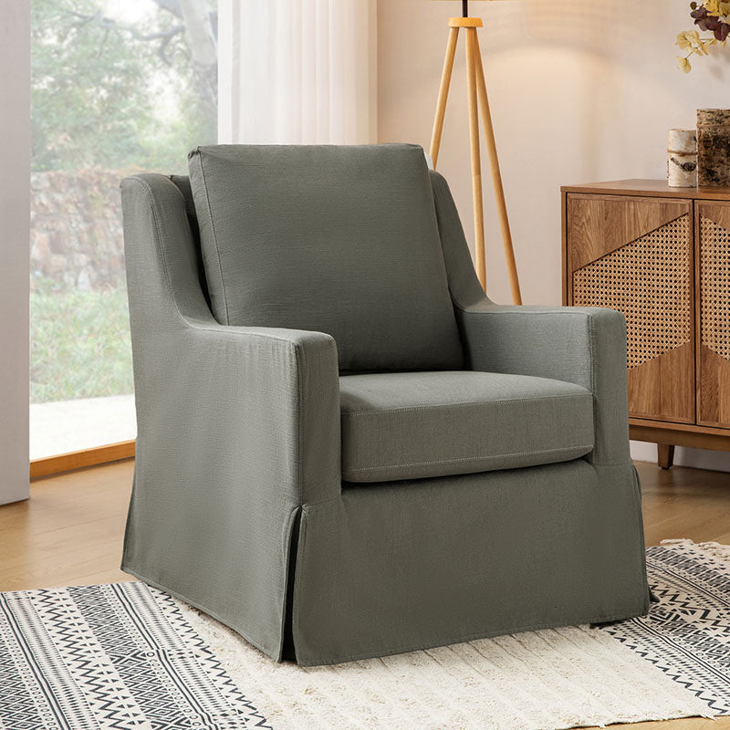 Stanley Glider Slipcovered Swivel Chair with Slope Arm