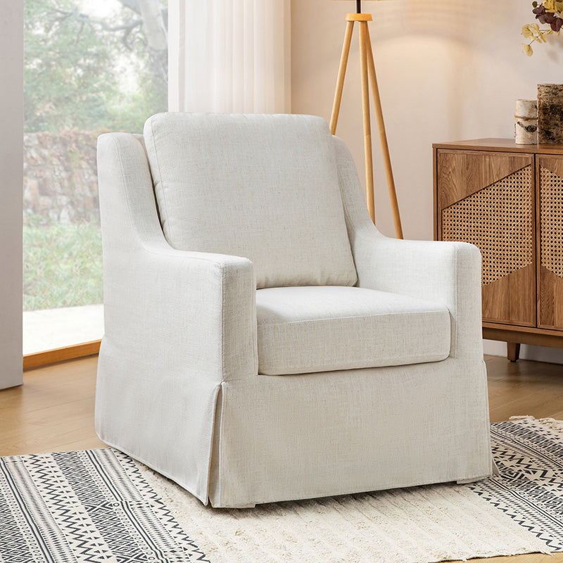 Stanley Glider Slipcovered Swivel Chair with Slope Arm