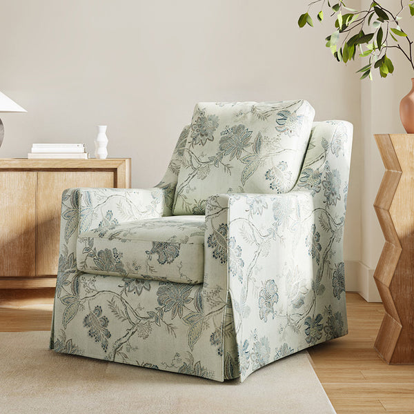 Stanley Glider Slipcovered Swivel Chair with Slope Arm (Tailored Fabric Services)