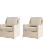 Stanley Glider Slipcovered Swivel Chair with Slope Arm(Optional Types)
