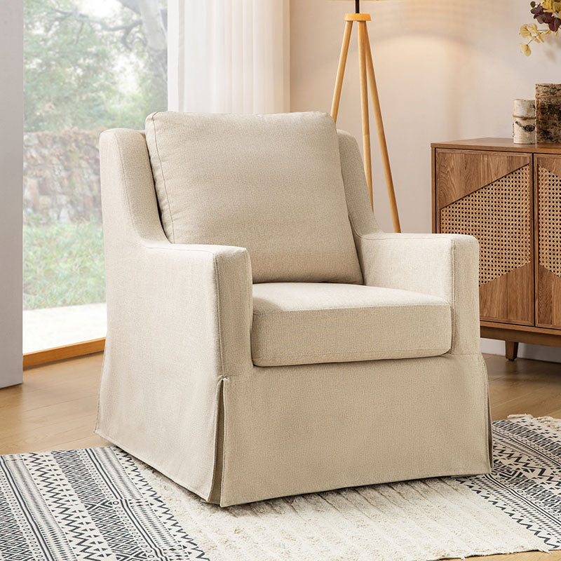 Stanley Glider Slipcovered Swivel Chair with Slope Arm