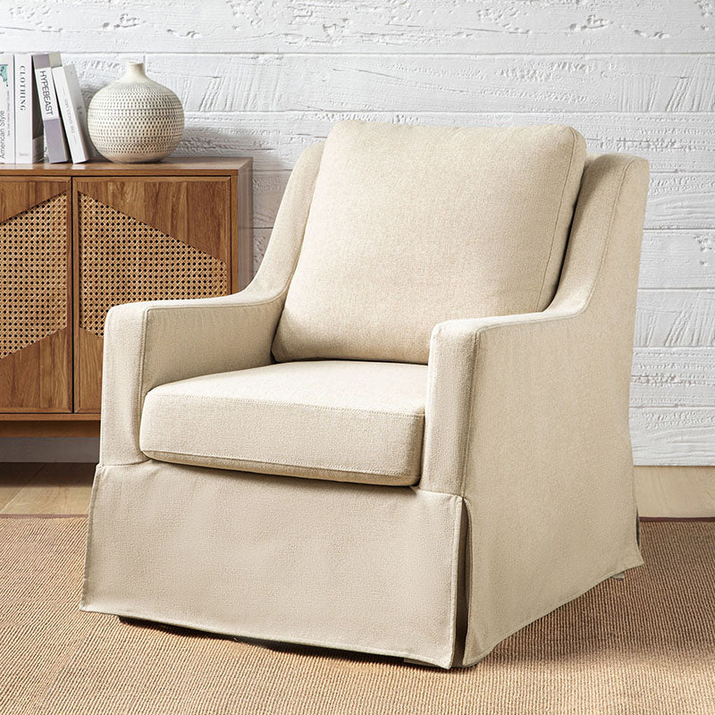 Stanley Glider Slipcovered Swivel Chair with Slope Arm