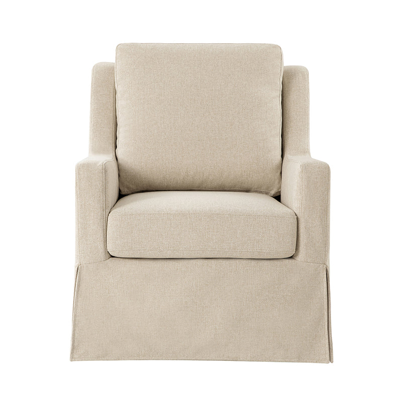 Stanley Glider Slipcovered Swivel Chair with Slope Arm