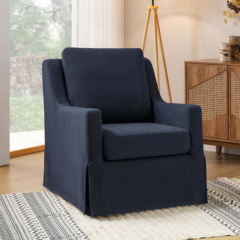 Stanley Glider Slipcovered Swivel Chair with Slope Arm