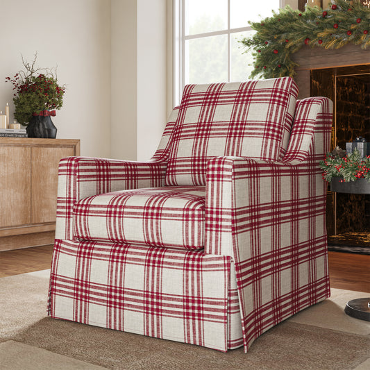 Stanley Glider Slipcovered Swivel Chair with Slope Arm (Tailored Fabric Services)