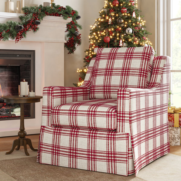 Stanley Glider Slipcovered Swivel Chair with Slope Arm (Tailored Fabric Services)