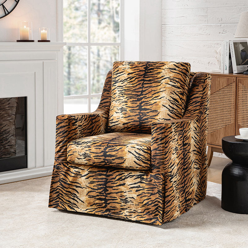 Stanley Glider Slipcovered Swivel Chair with Slope Arm