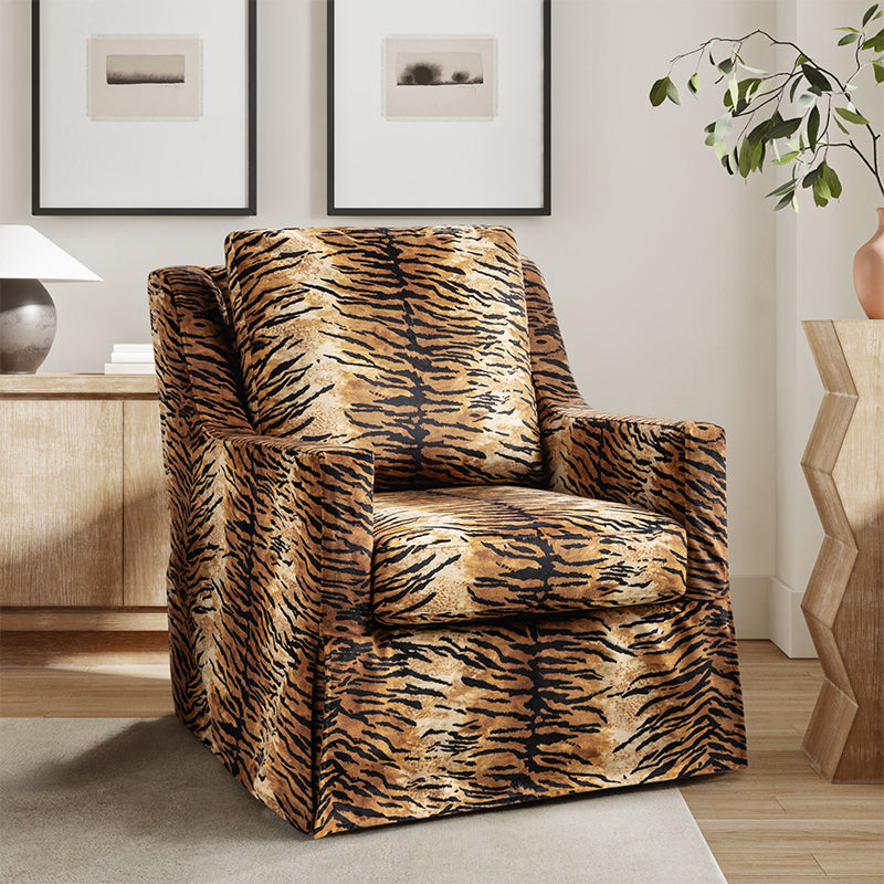 Stanley Glider Slipcovered Swivel Chair with Slope Arm