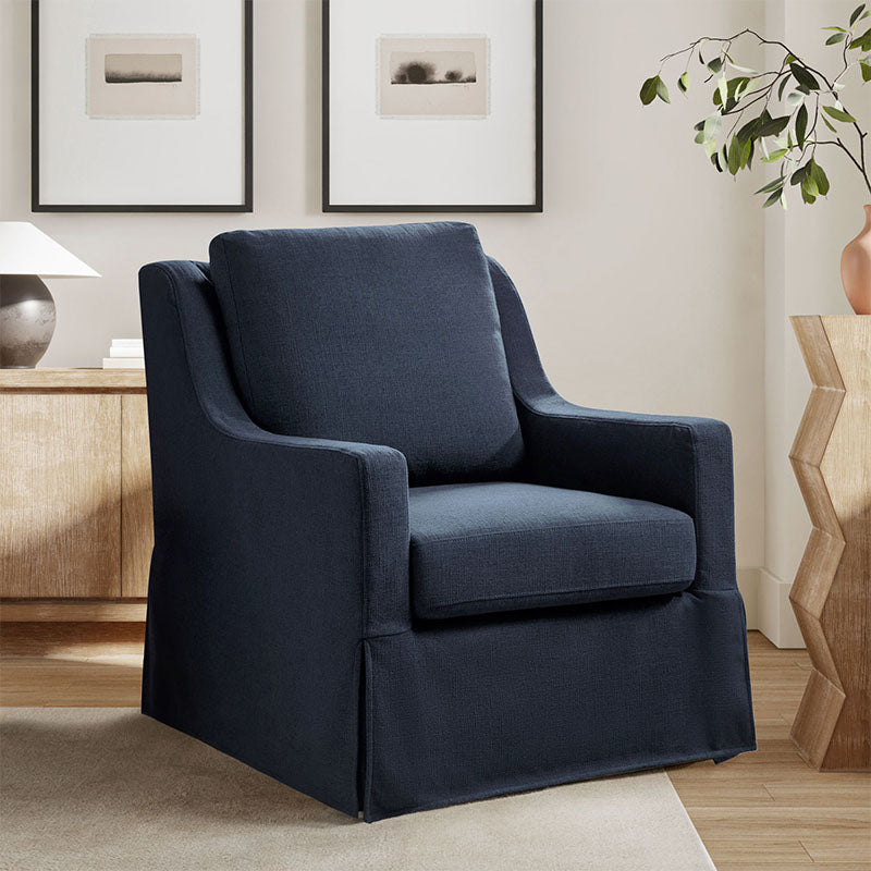 Stanley Glider Slipcovered Swivel Chair with Slope Arm