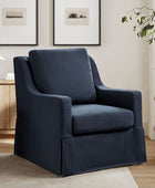 Stanley Glider Slipcovered Swivel Chair with Slope Arm