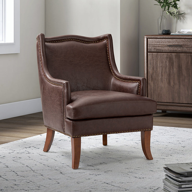 Dark best sale leather armchair