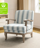 Randolph Romantic Upholstered Stripes Armchair with Solid Wood Armrests