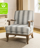 Randolph Romantic Upholstered Stripes Armchair with Solid Wood Armrests