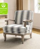 Randolph Romantic Upholstered Stripes Armchair with Solid Wood Armrests