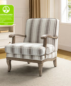 Randolph Romantic Upholstered Stripes Armchair with Solid Wood Armrests