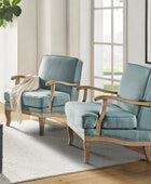 Randolph Farmhouse Upholstered Accent Chair with Wooden Legs(Optional Types)