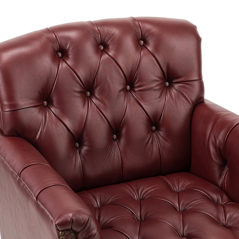 Burgundy leather armchair top