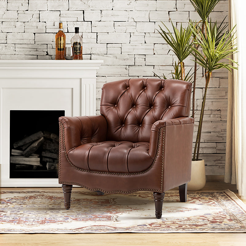 Tufted leather accent discount chair