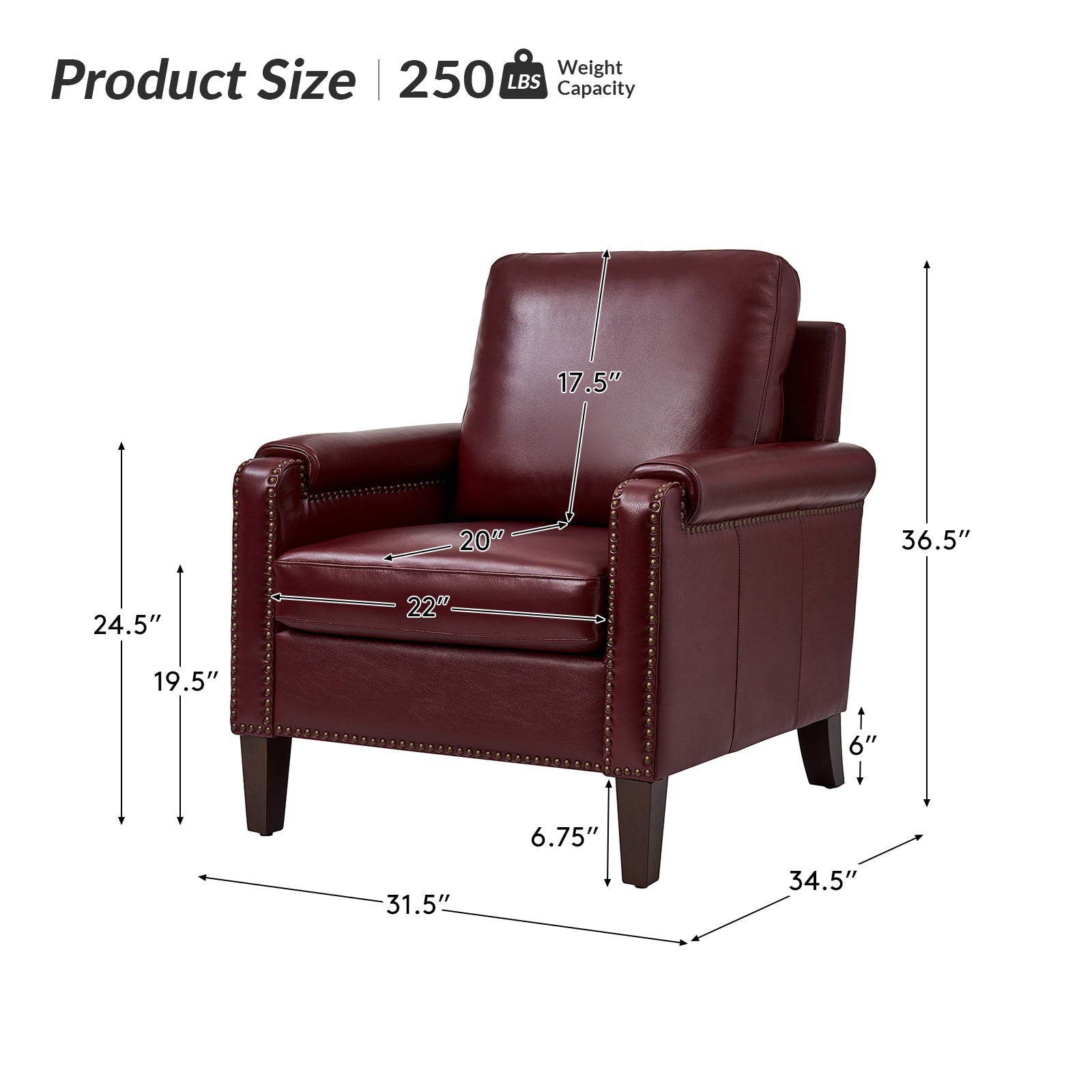 Nathaniel Transitional Style Genuine Leather Armchair