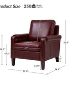 Nathaniel Transitional Style Genuine Leather Armchair