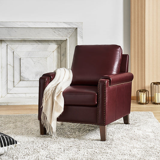 Nathaniel Transitional Style Genuine Leather Armchair